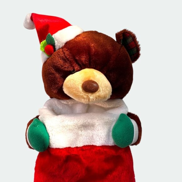Vintage Christmas Teddy Bear Stocking Plush 24" Red Green Holiday Décor By Weste - Picture 6 of 8